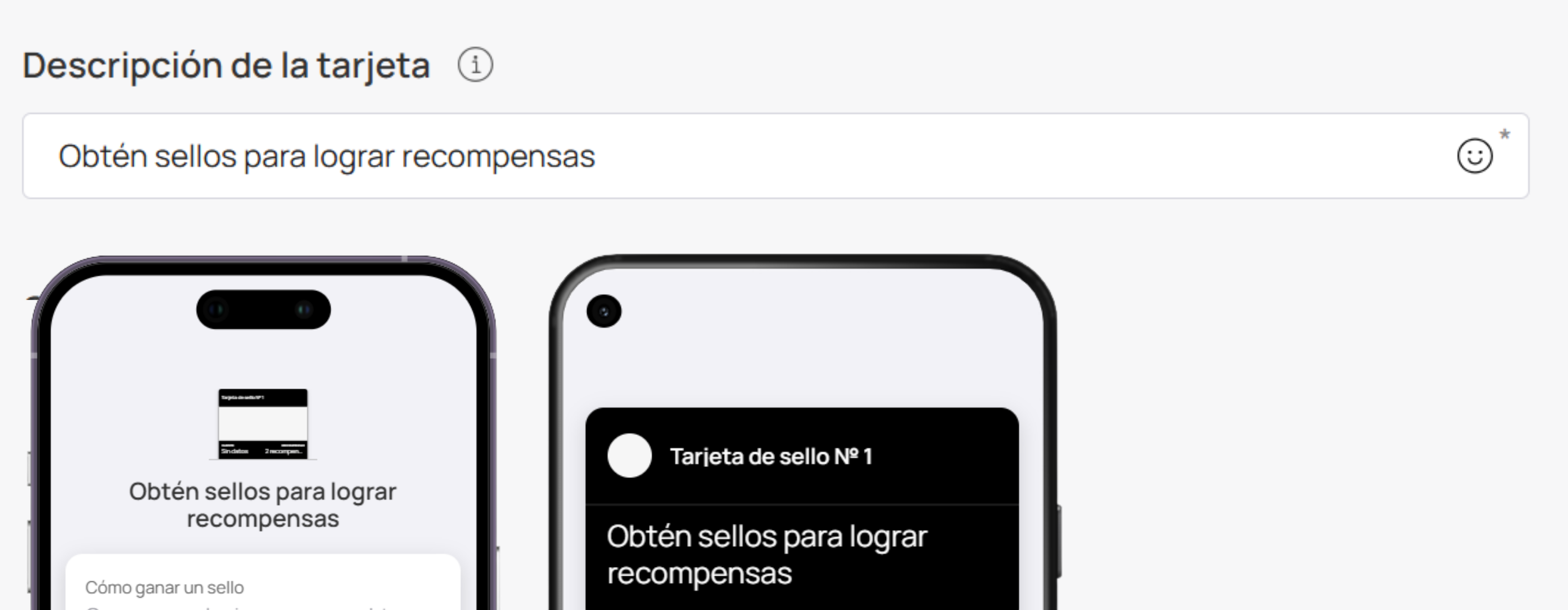 Campo de descripción de la tarjeta