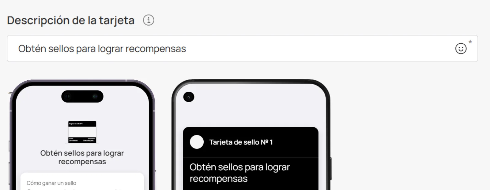 Campo de descripción de la tarjeta