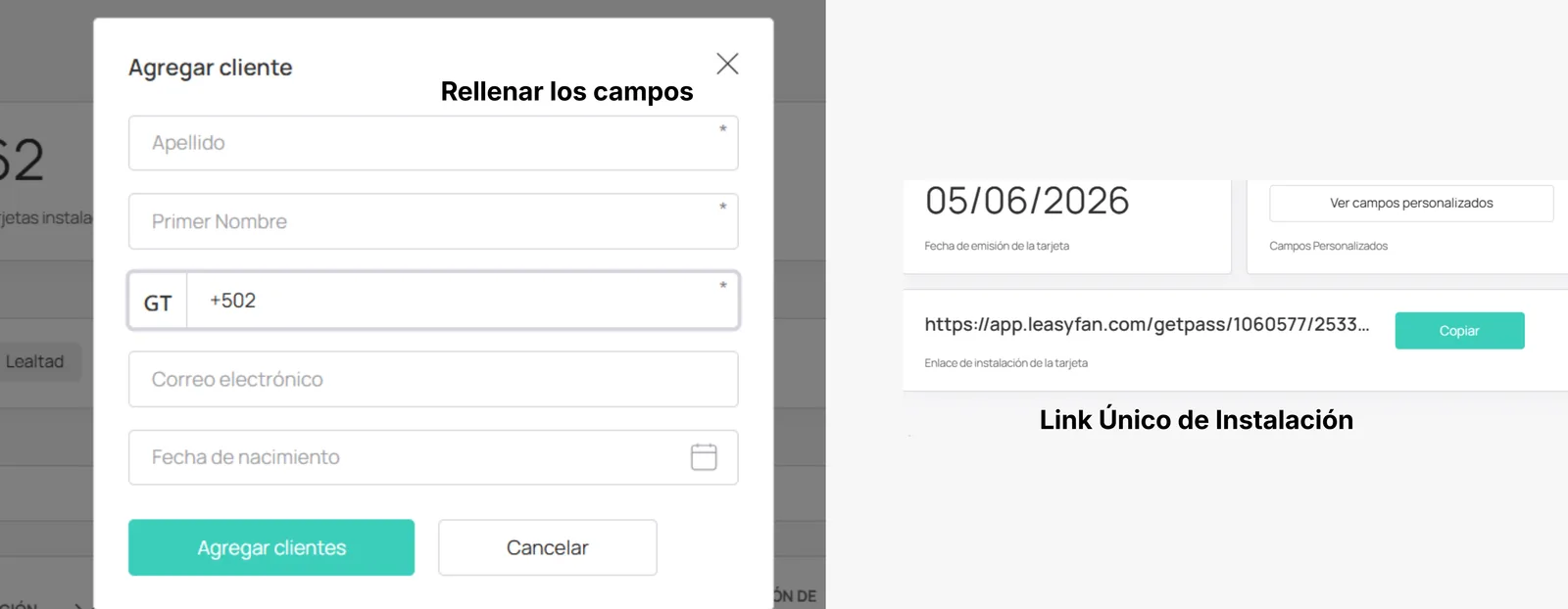 Clientes con tarjetas emitidas