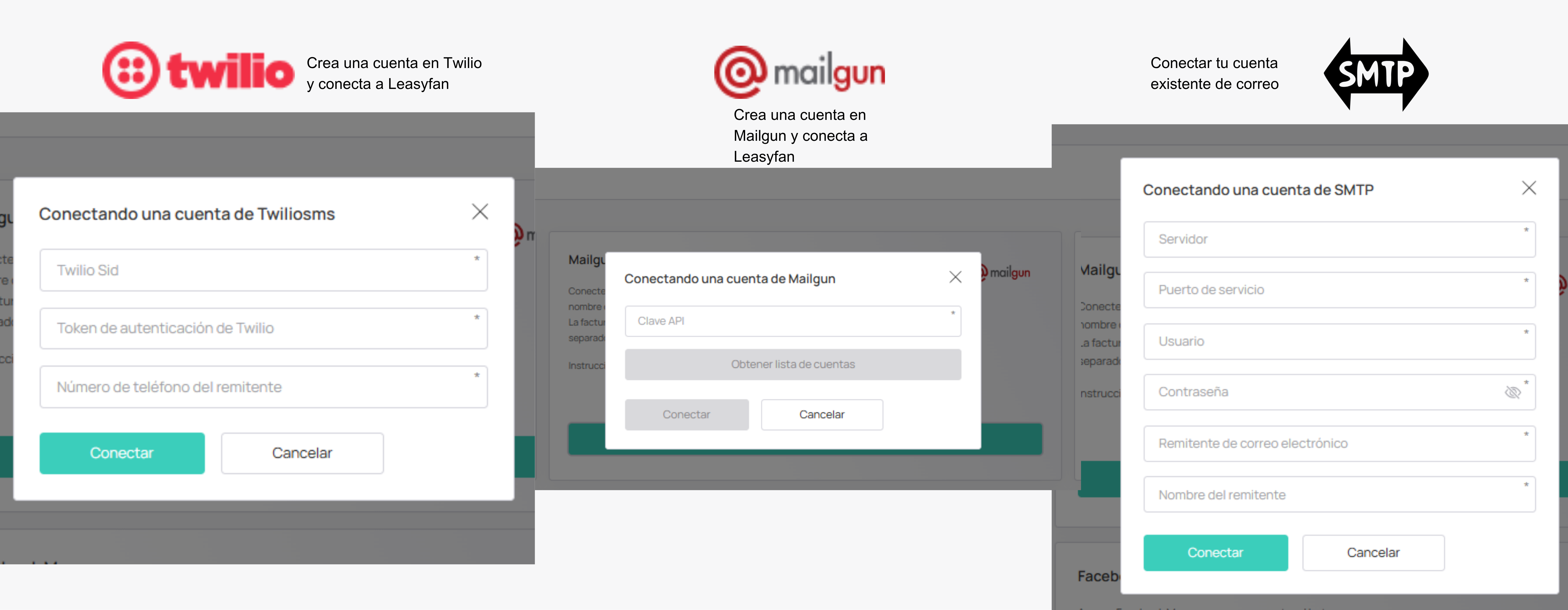 Configuración Twilio y Mailgun