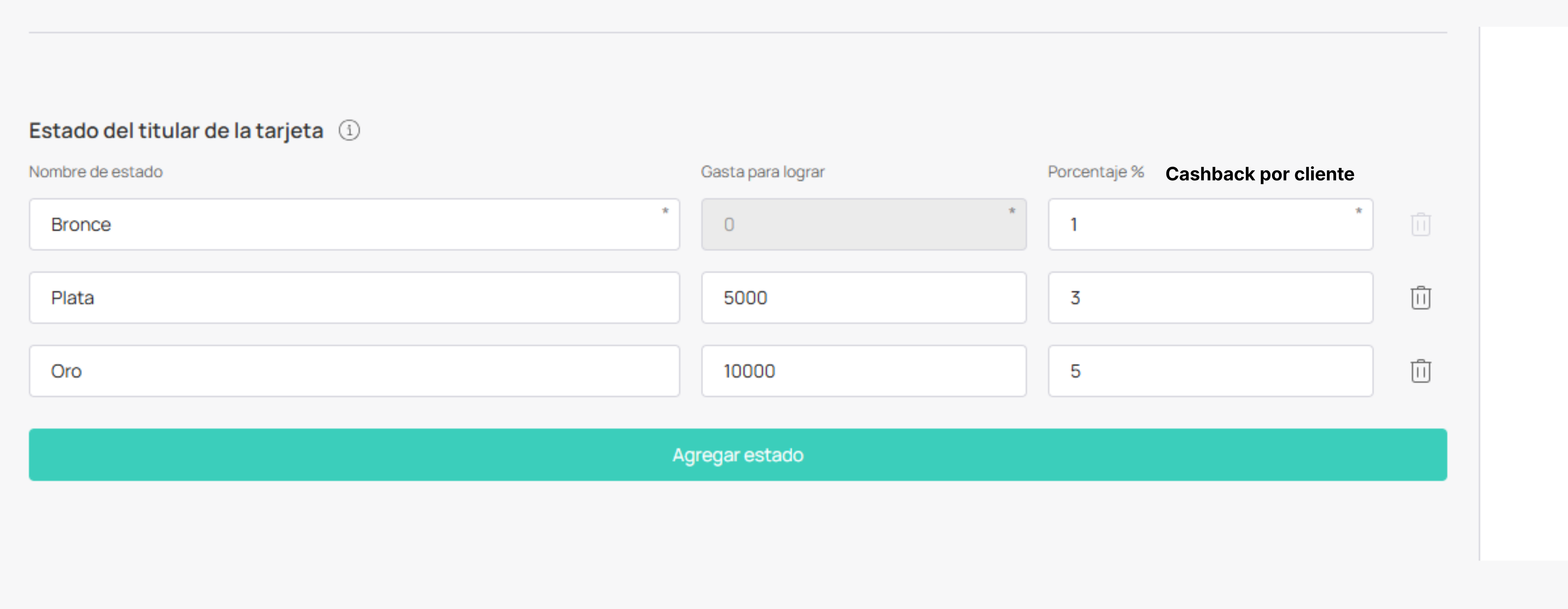 Configuración de Tiers / Niveles