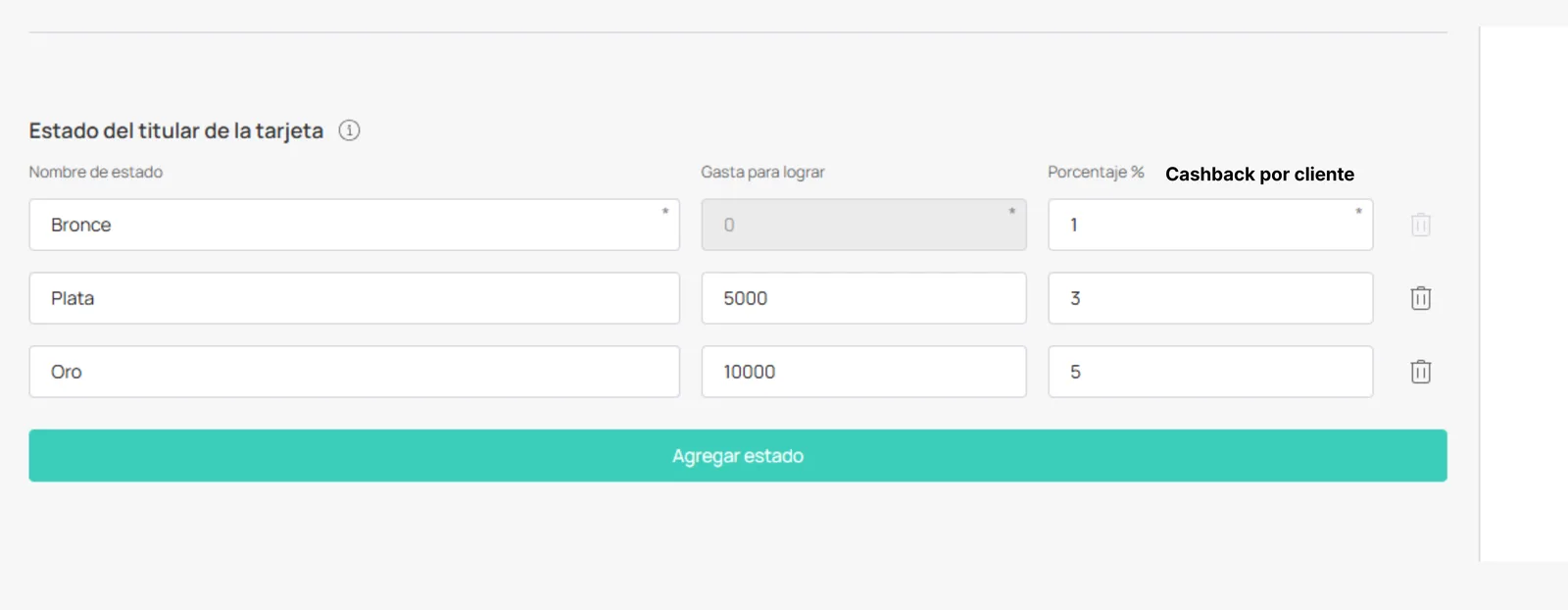 Configuración de Tiers / Niveles