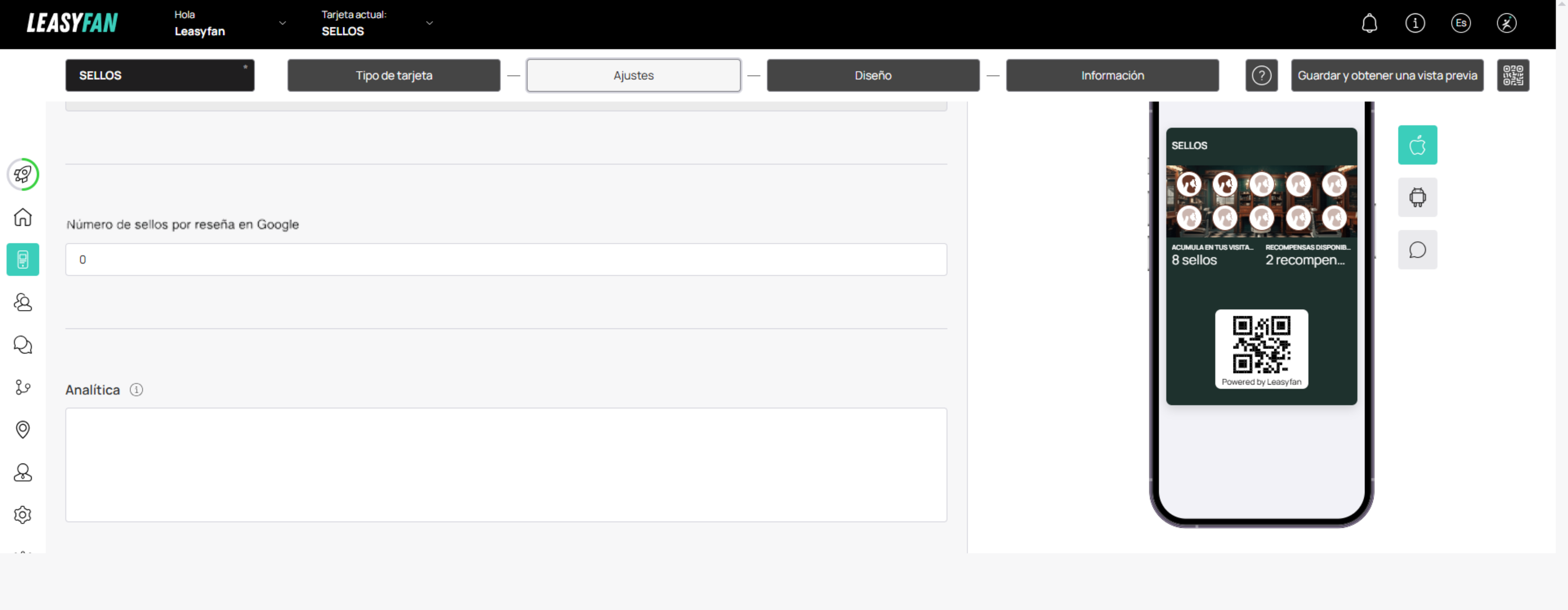 Configuración de puntos por reseña