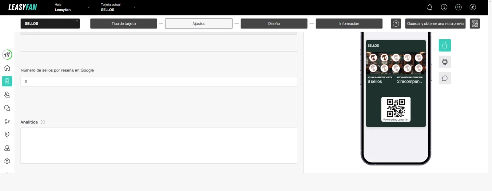 Configuración de puntos por reseña