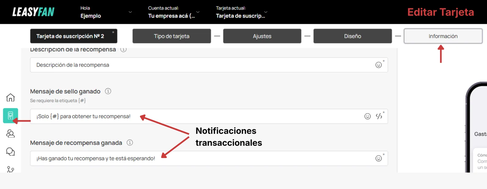Configuración de push transaccional
