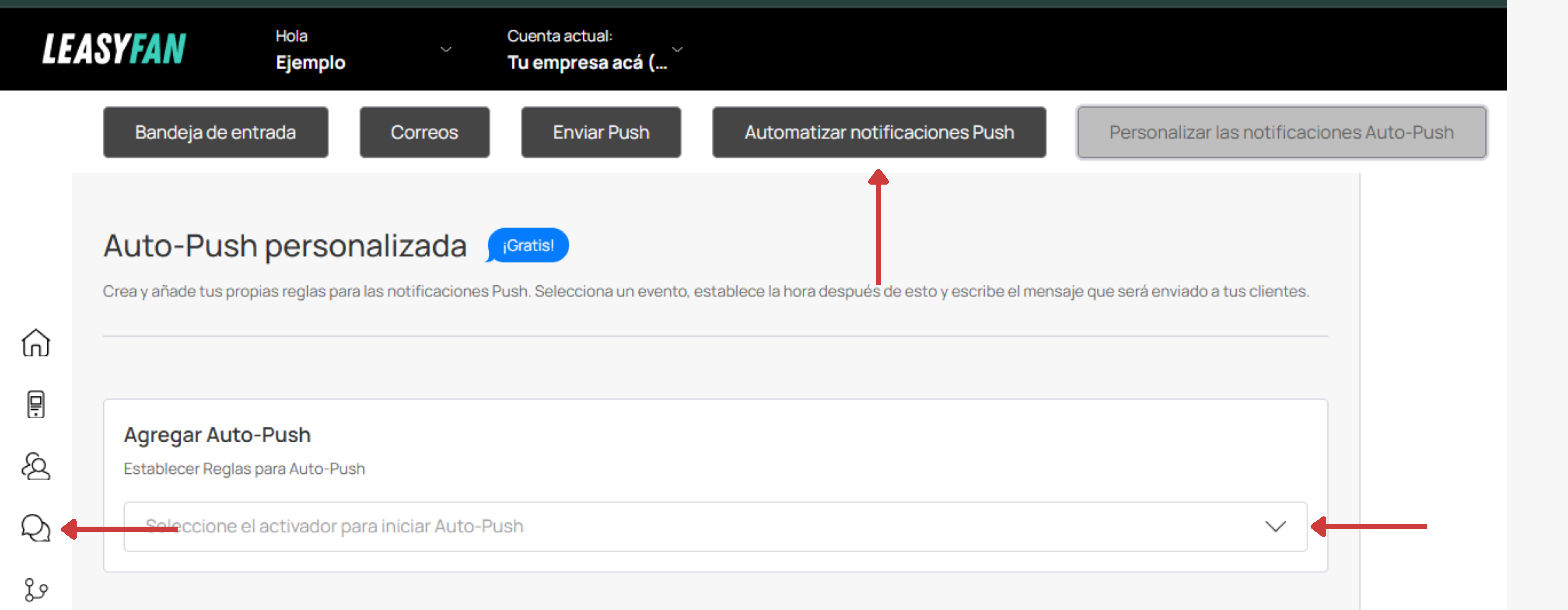 Configuración de triggered auto-push / campos y retrasos