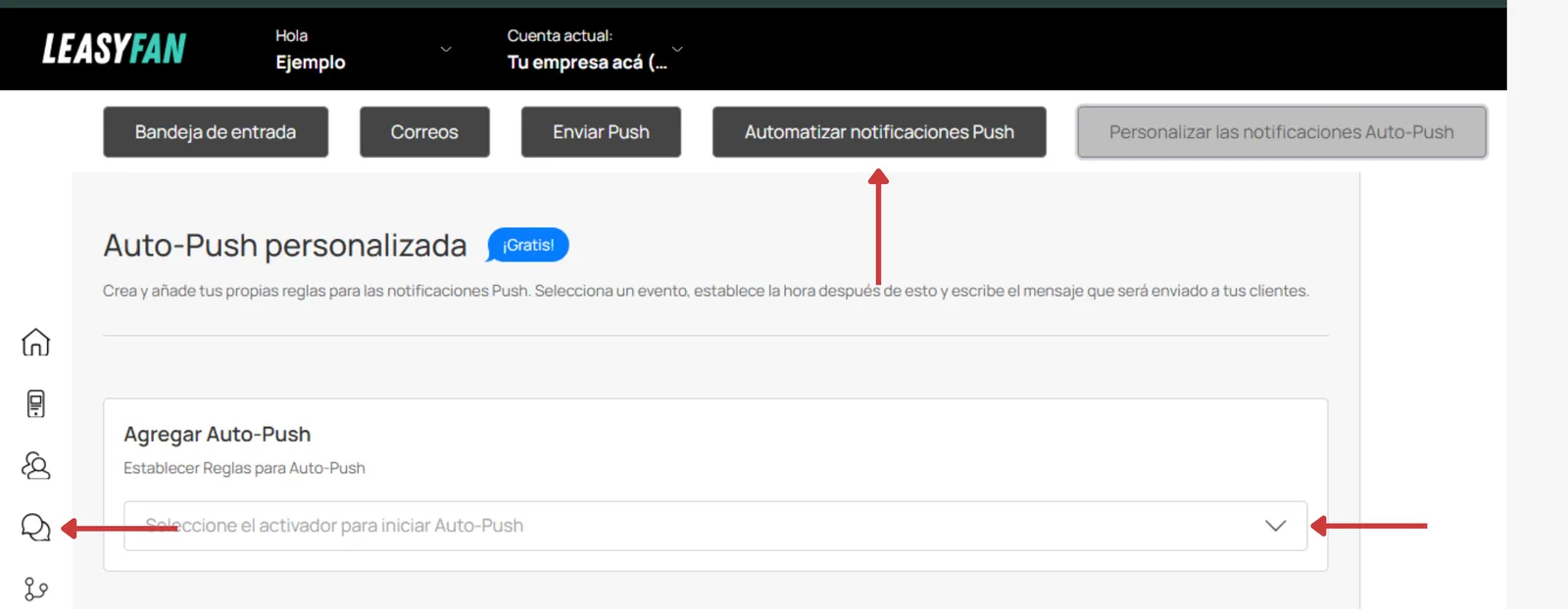 Configuración de triggered auto-push / campos y retrasos