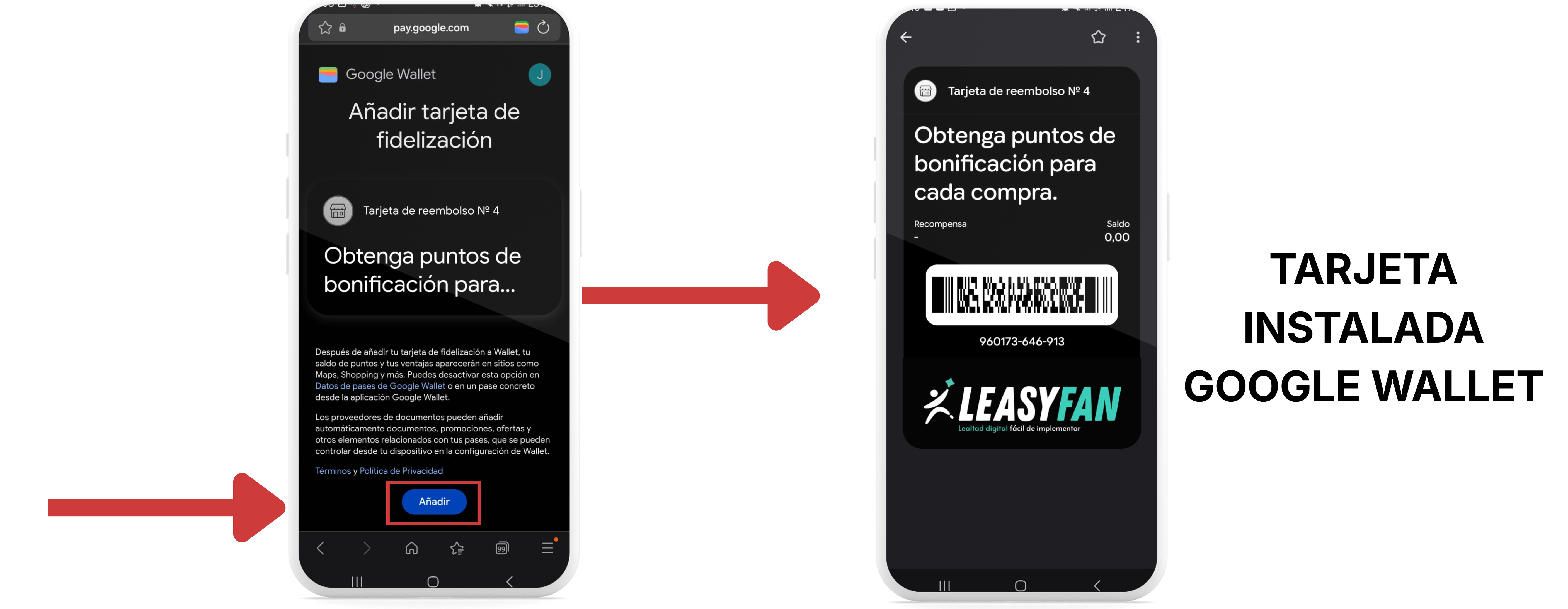 Confirmación de la tarjeta agregada a Google Wallet