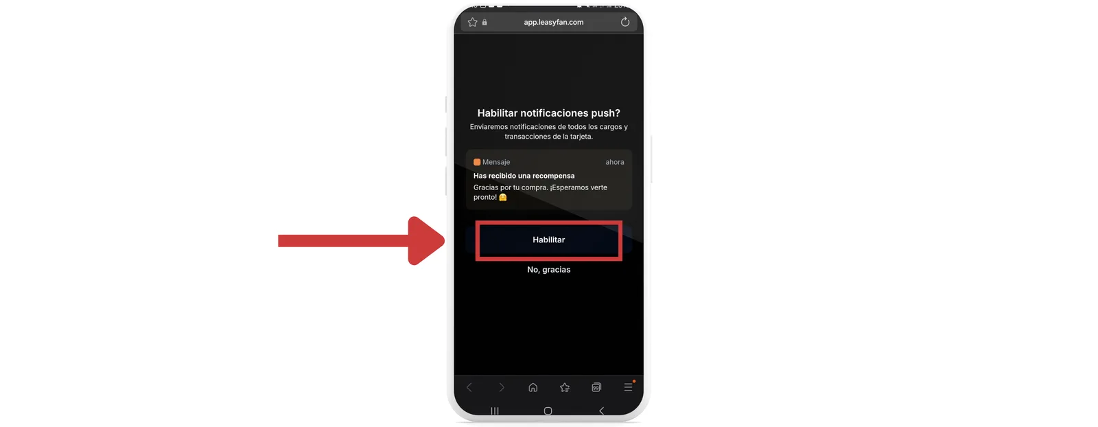 Confirmación de notificaciones push / Habilitar