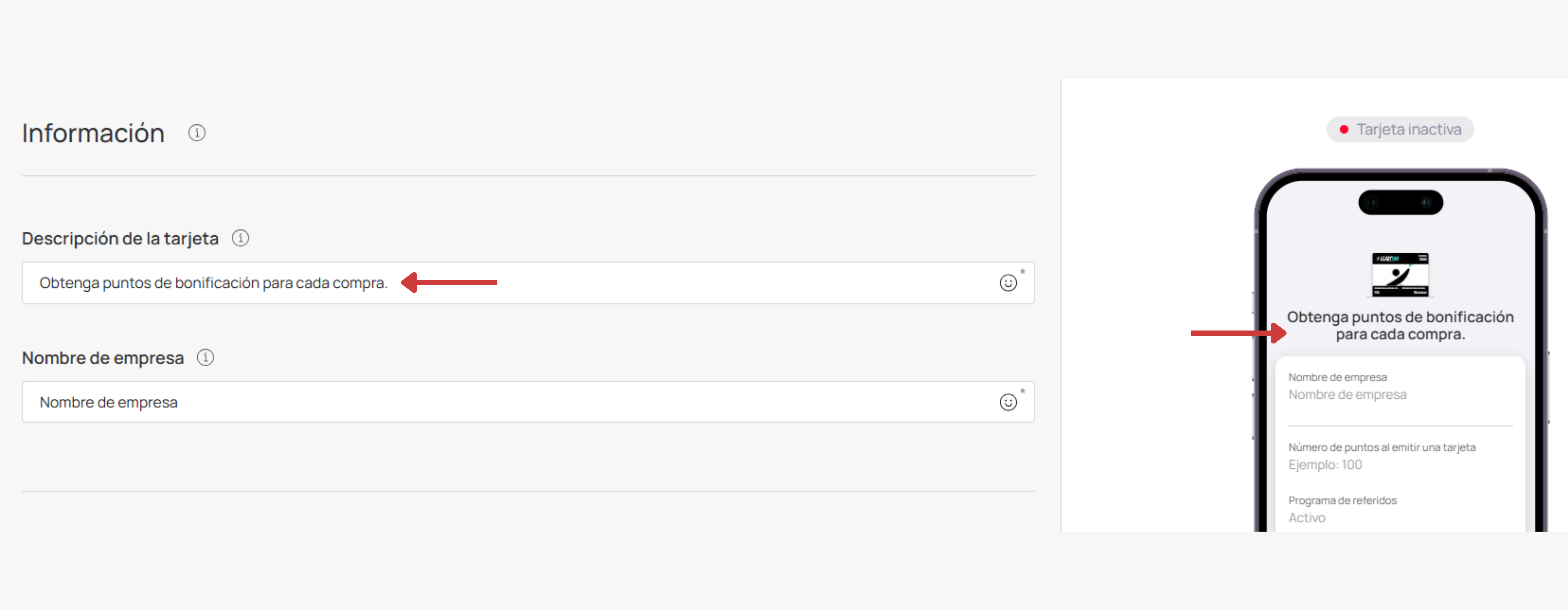 Descripción de la tarjeta Cashback
