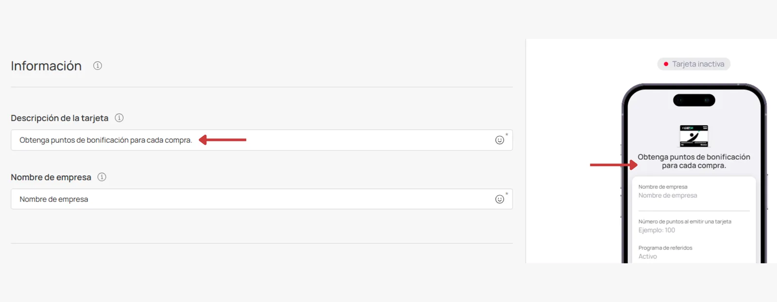 Descripción de la tarjeta Cashback