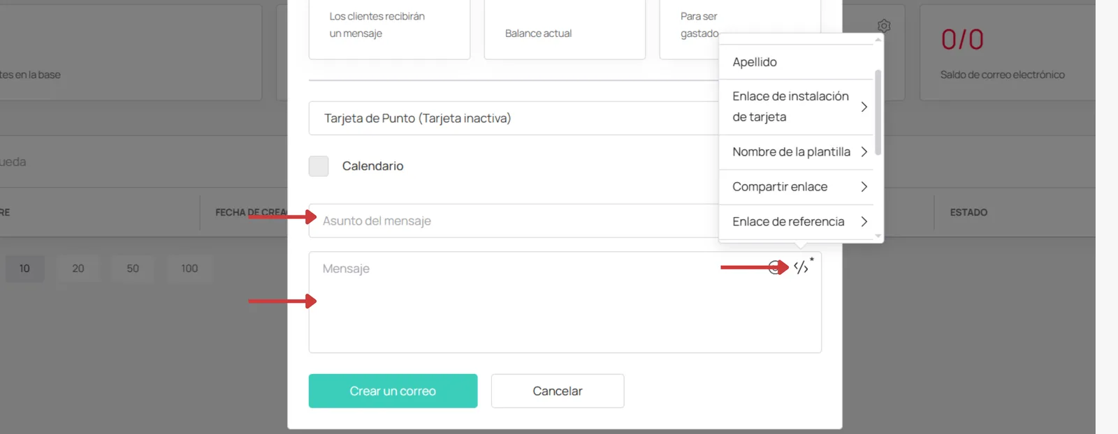 Destinatarios y composición del mensaje