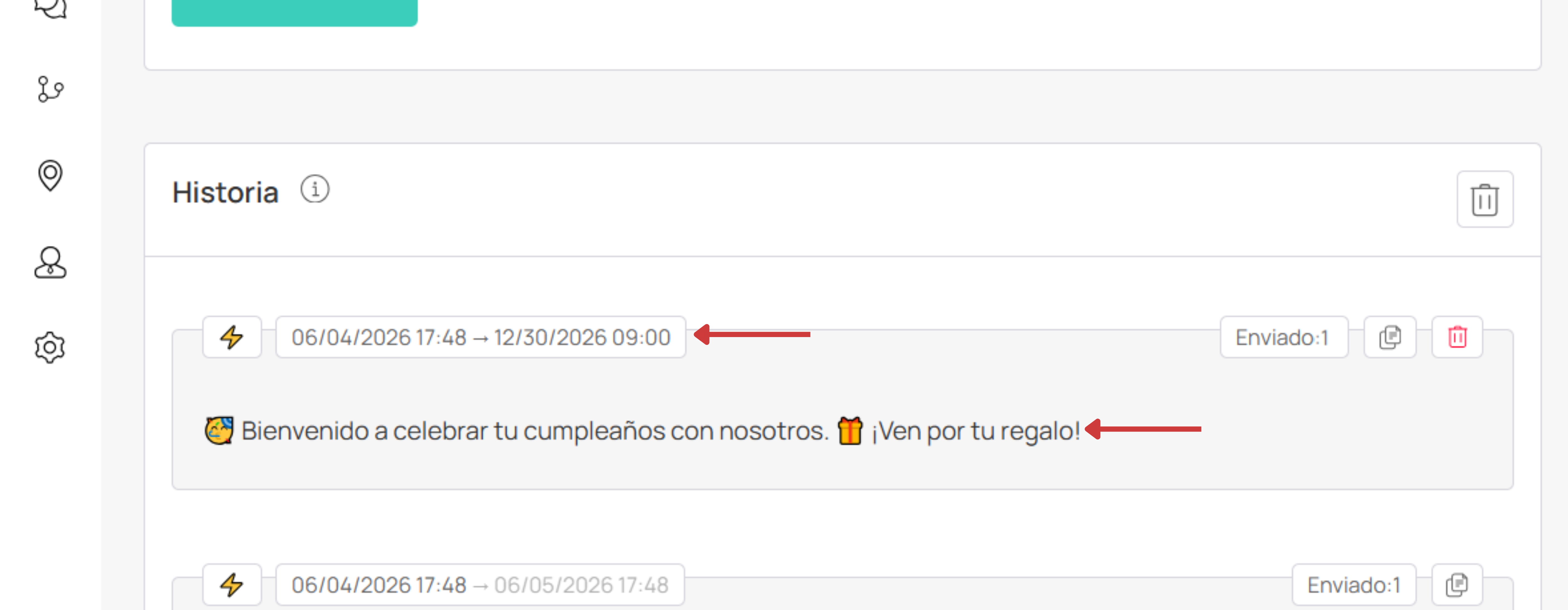 Historial de notificaciones