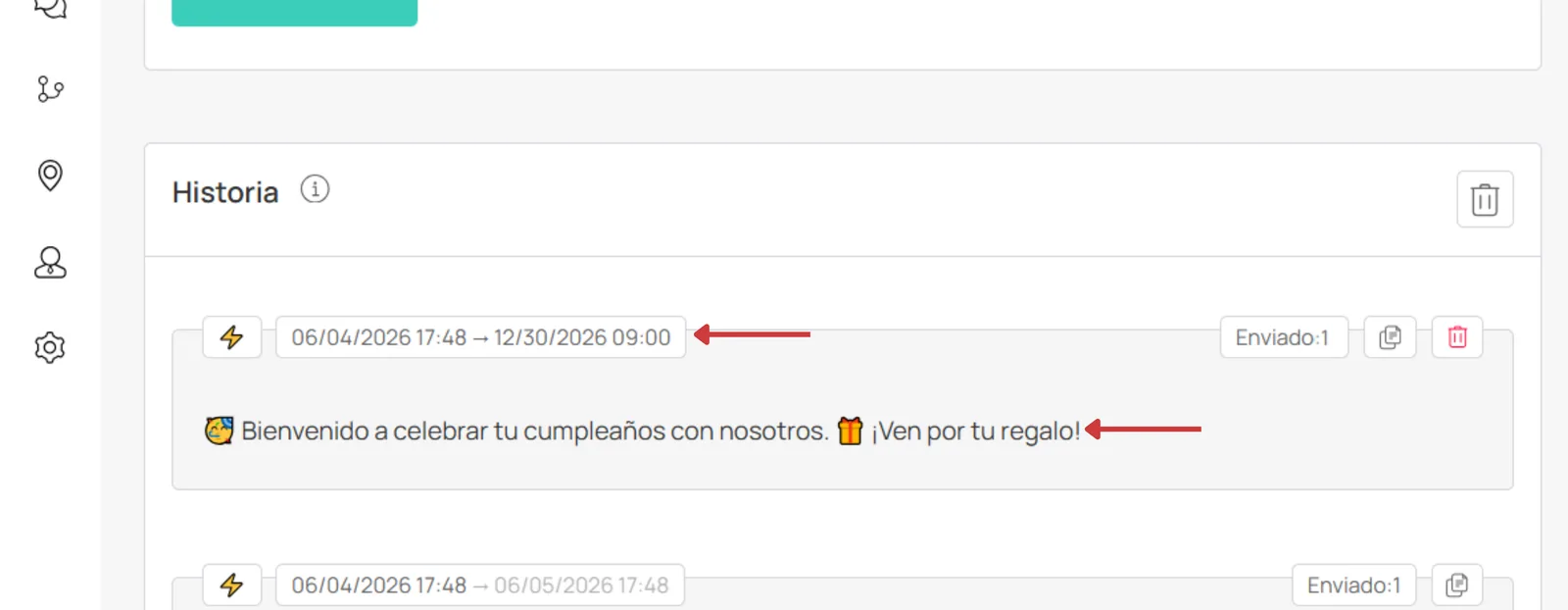 Historial de notificaciones
