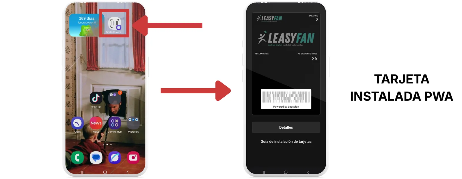 Icono de la tarjeta en la pantalla de inicio