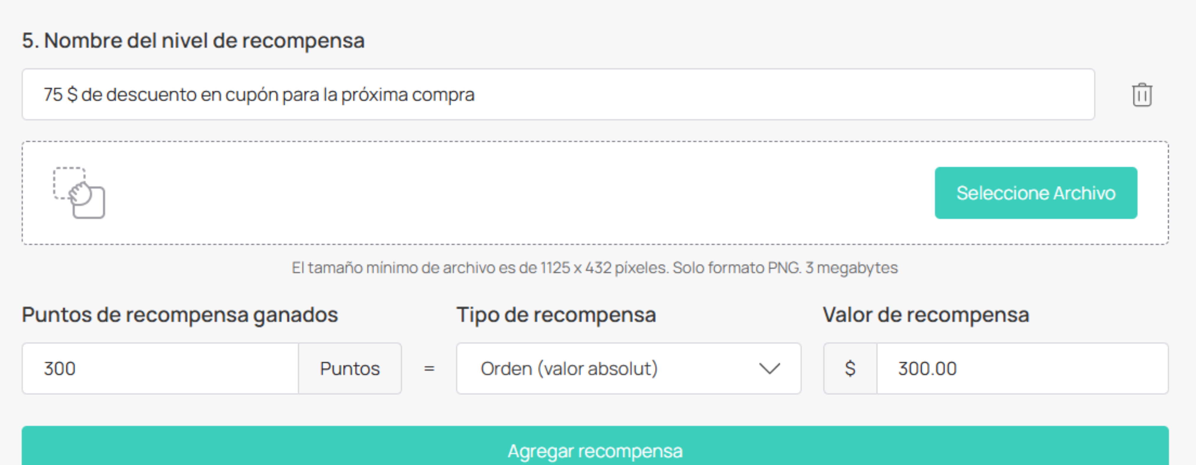 Configuración de recompensas y vencimiento