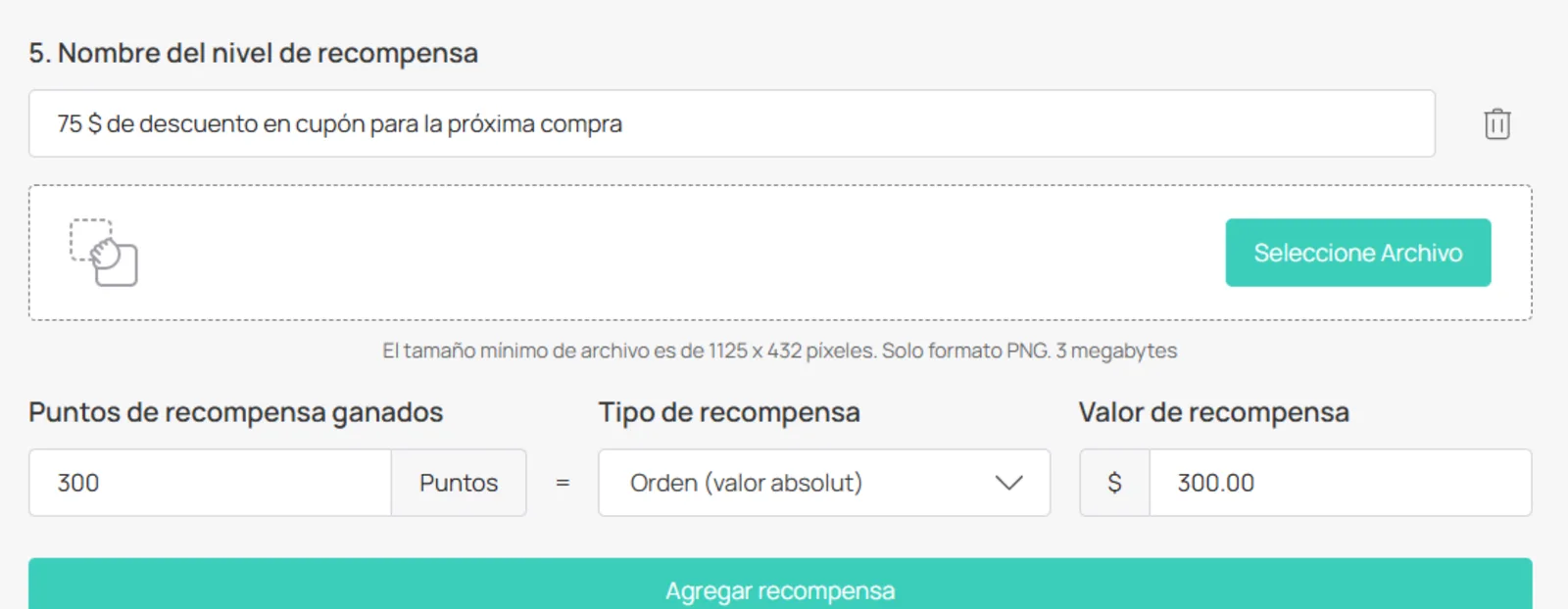 Configuración de recompensas y vencimiento