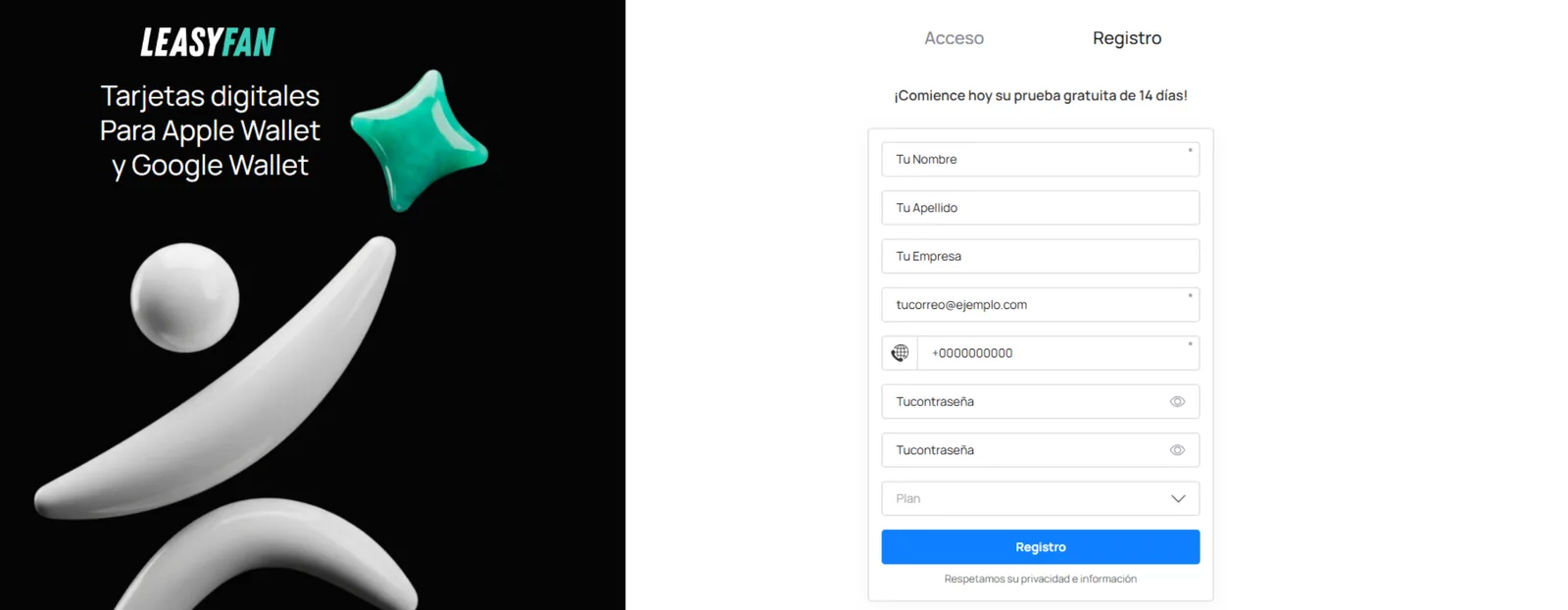 Formulario nombre, email, teléfono