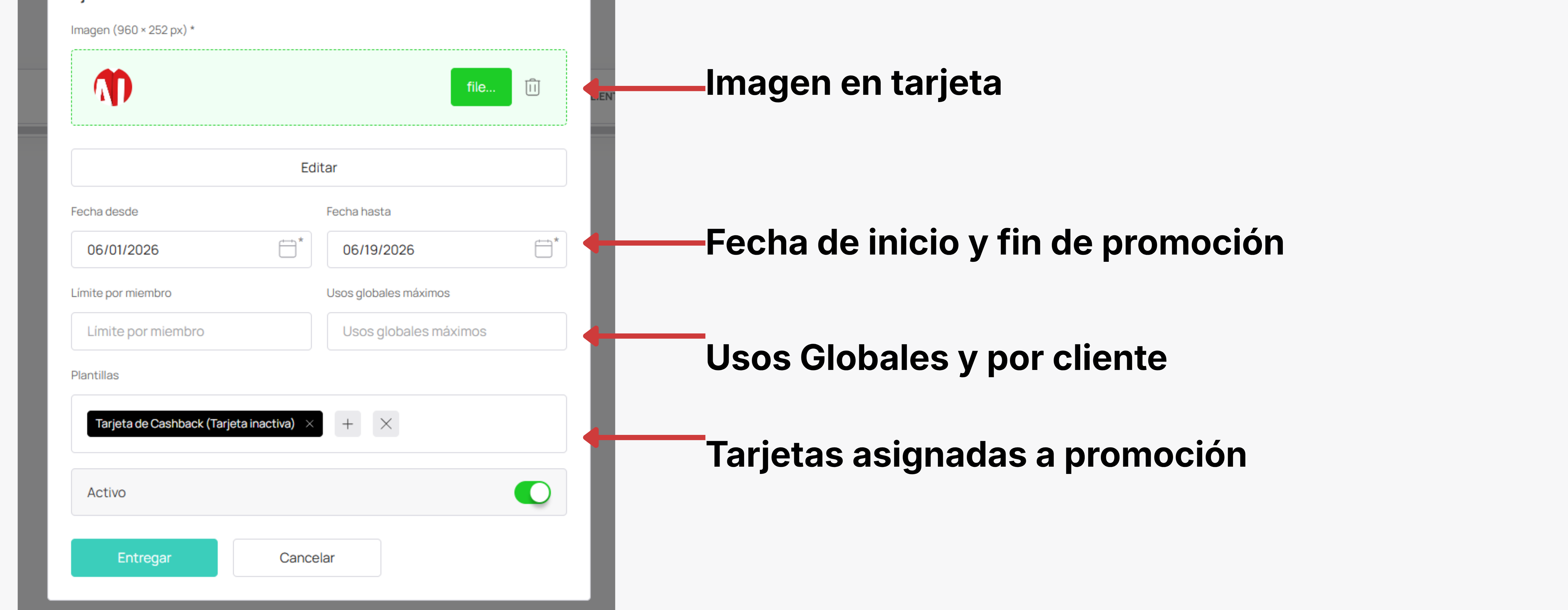 Configuración de beneficio y fechas 3