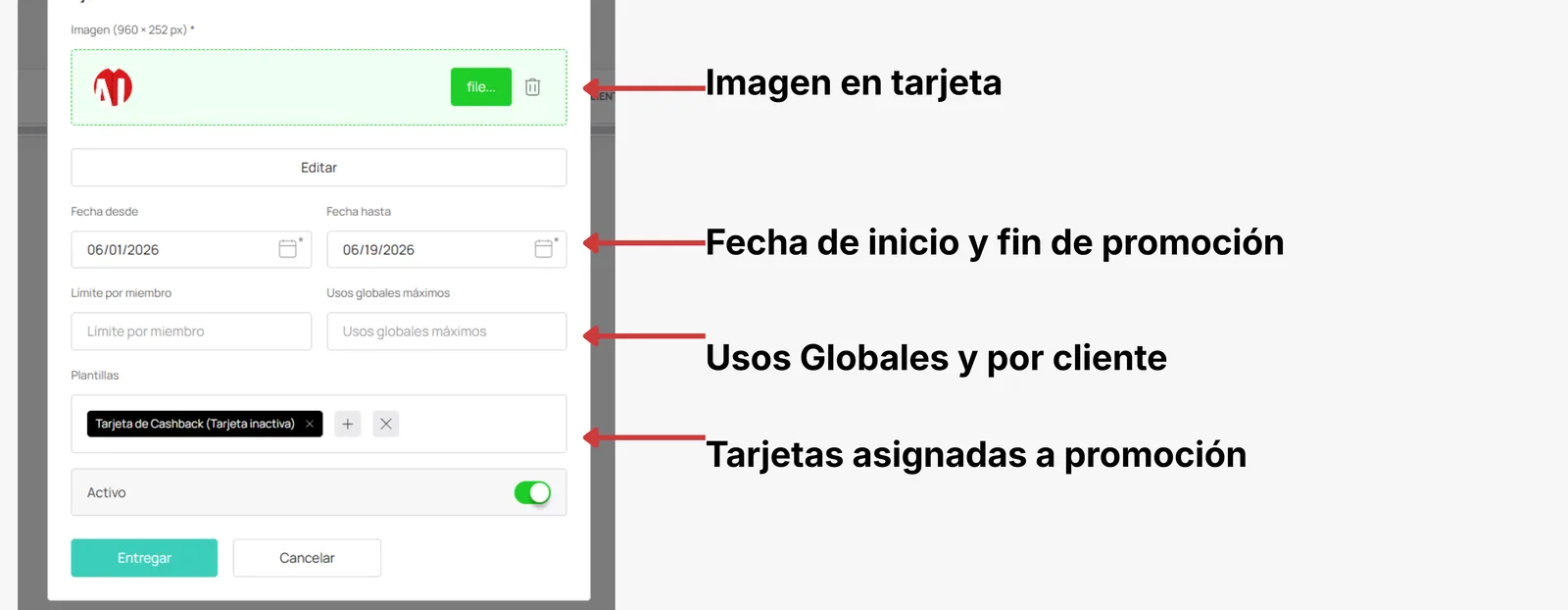 Configuración de beneficio y fechas 3