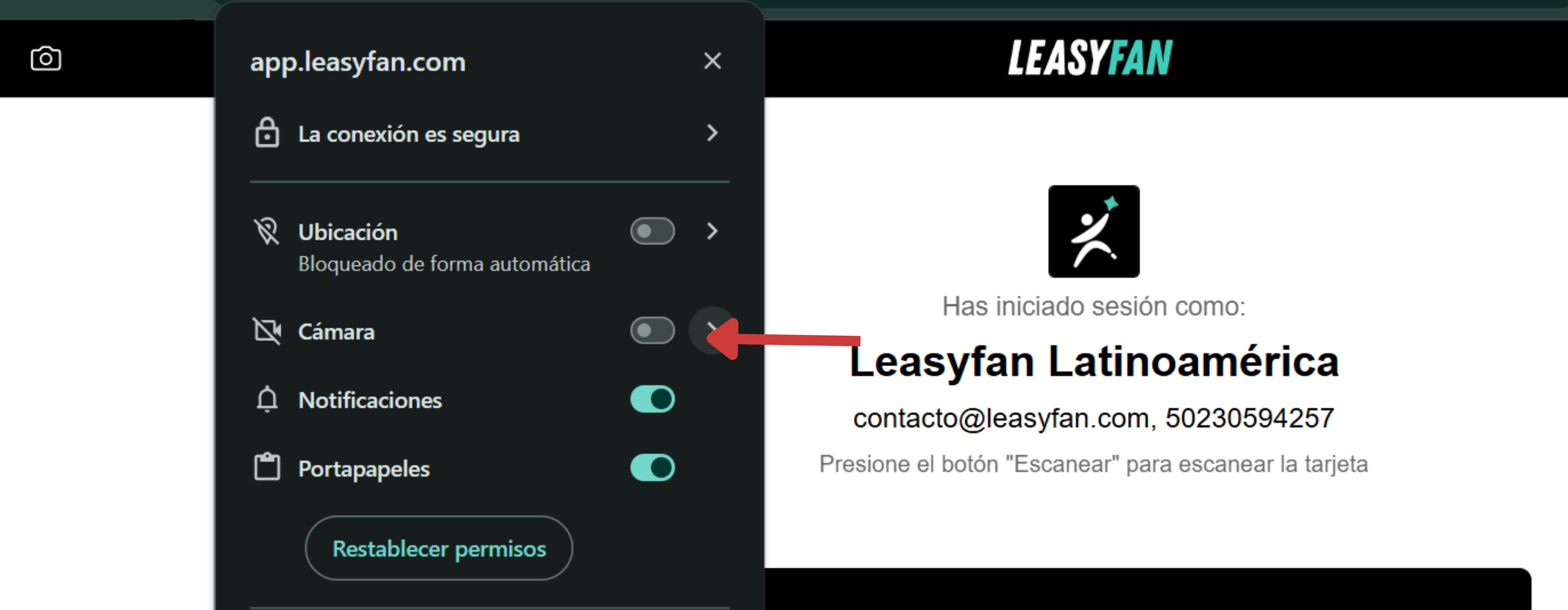 Permiso de camara