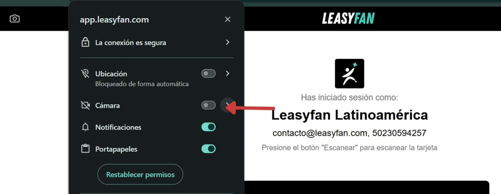 Permiso de camara