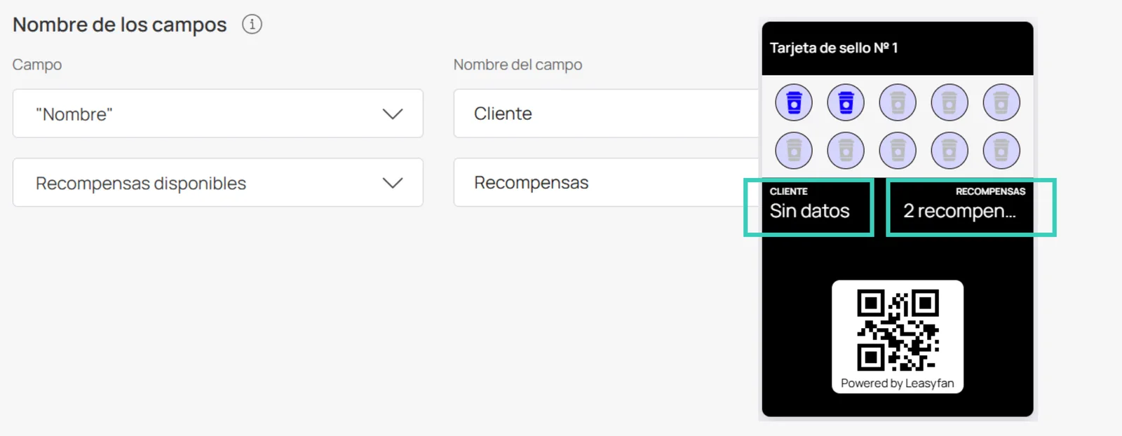 Personalización de nombre de campos