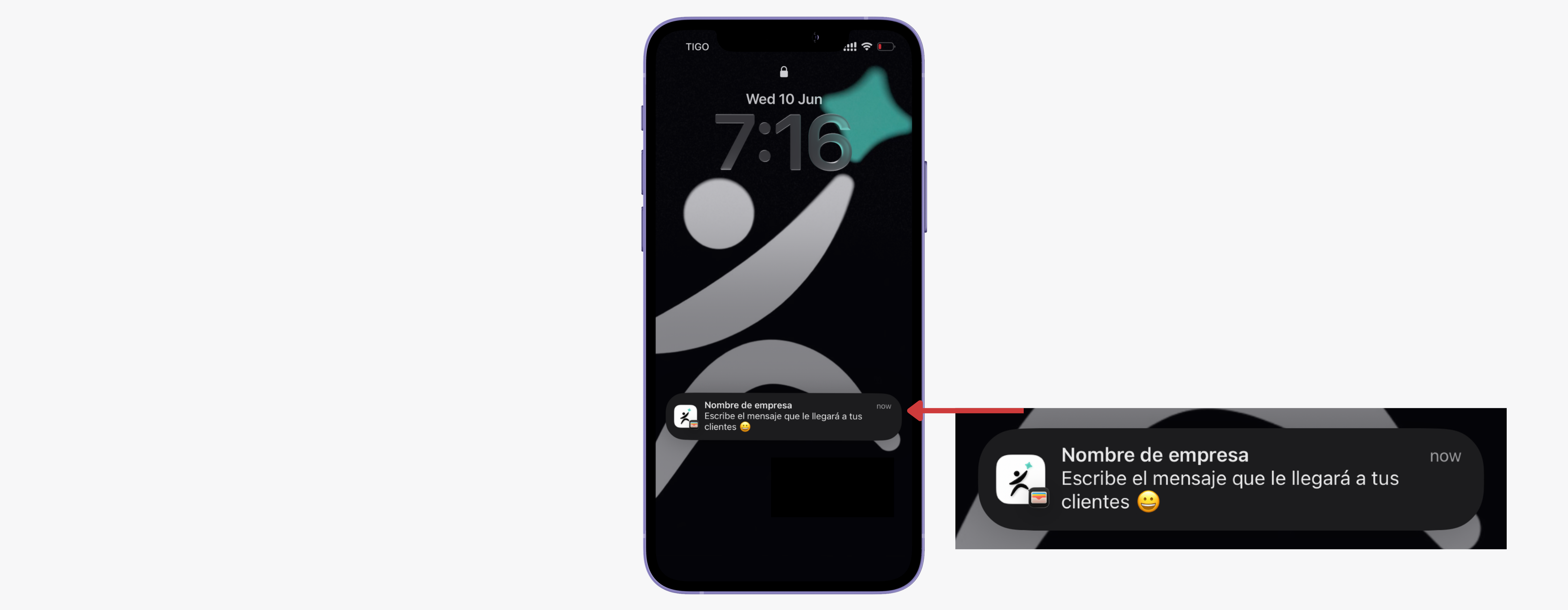 Push en pantalla de bloqueo de iPhone