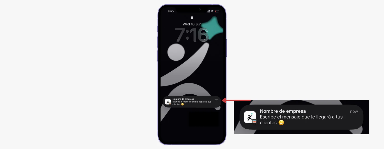 Push en pantalla de bloqueo de iPhone
