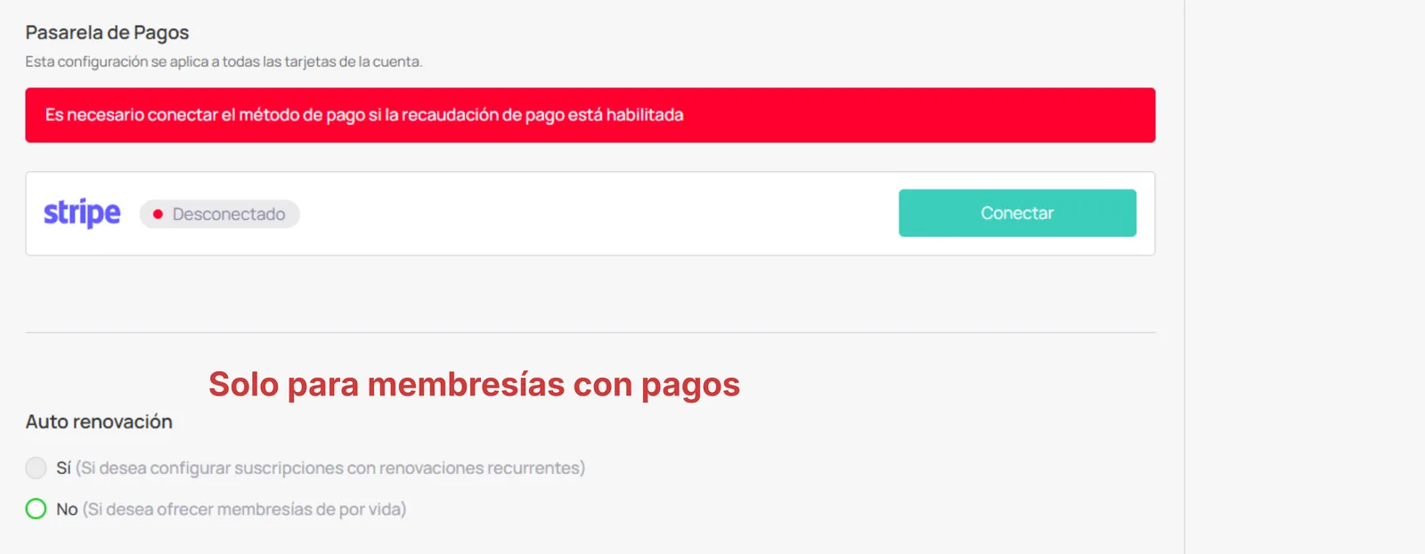 Renovación automática Membresía