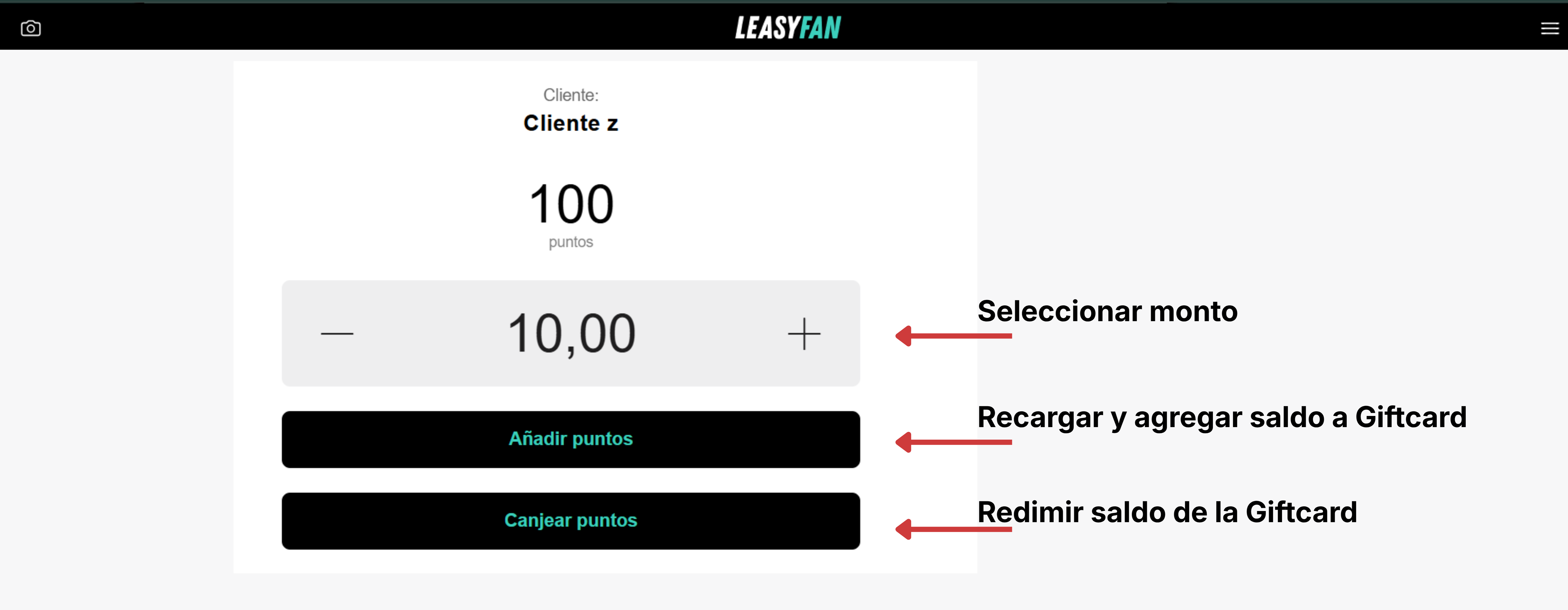 Scanner / Gift Card / Balance y canje