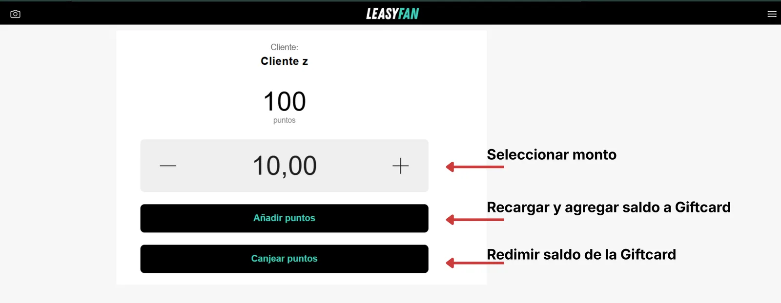 Scanner / Gift Card / Balance y canje