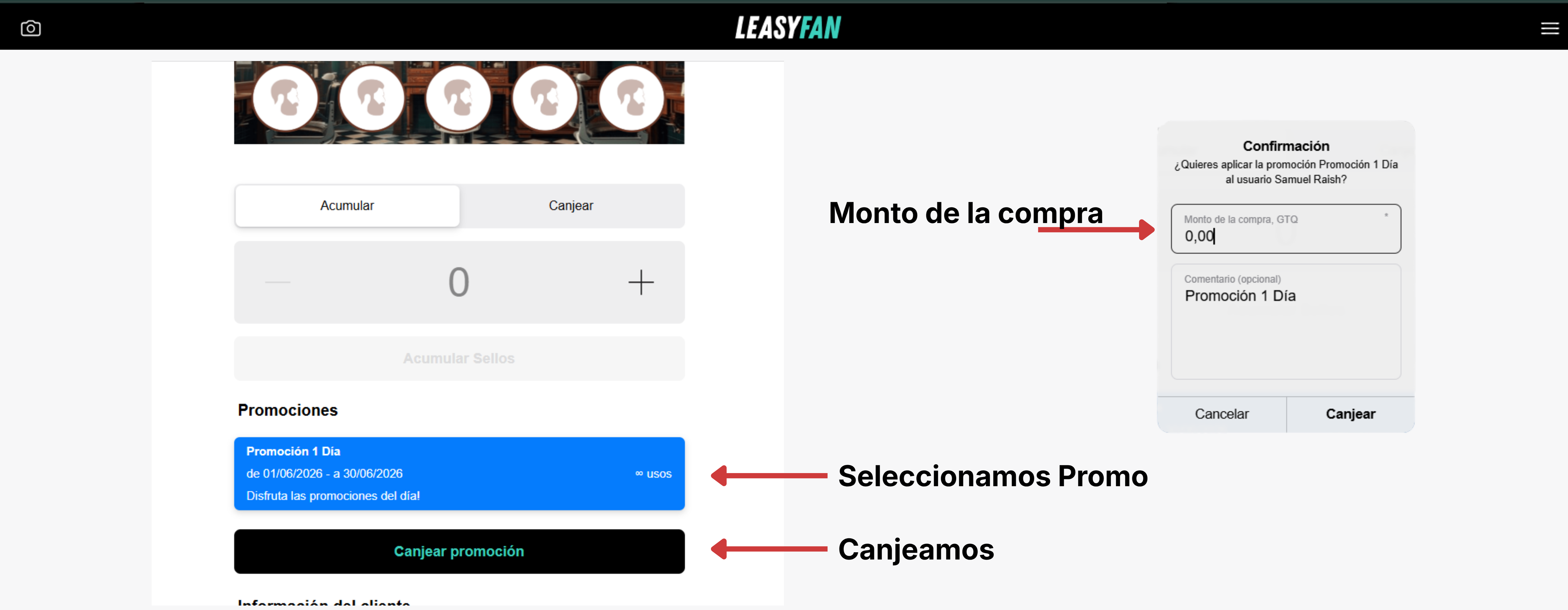 Scanner / Promociones / Canjear