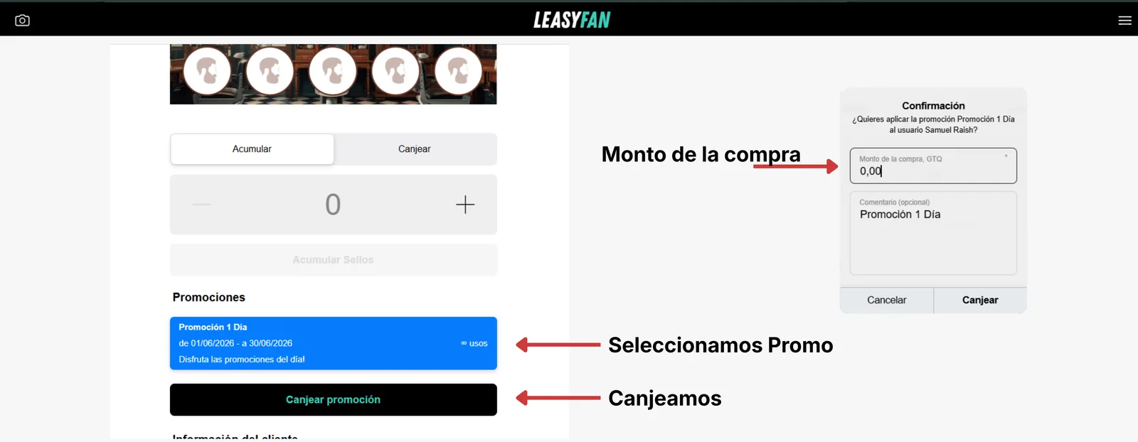 Scanner / Promociones / Canjear