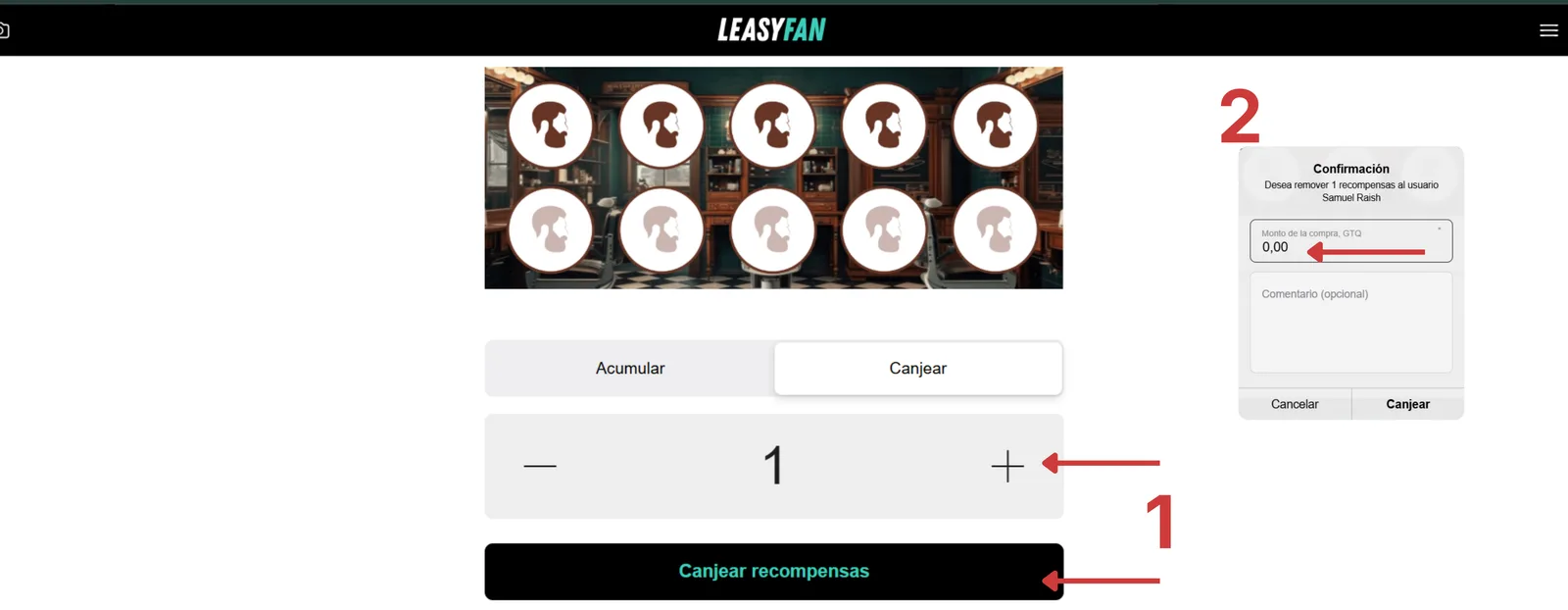 Scanner / Sellos / Canjear recompensa
