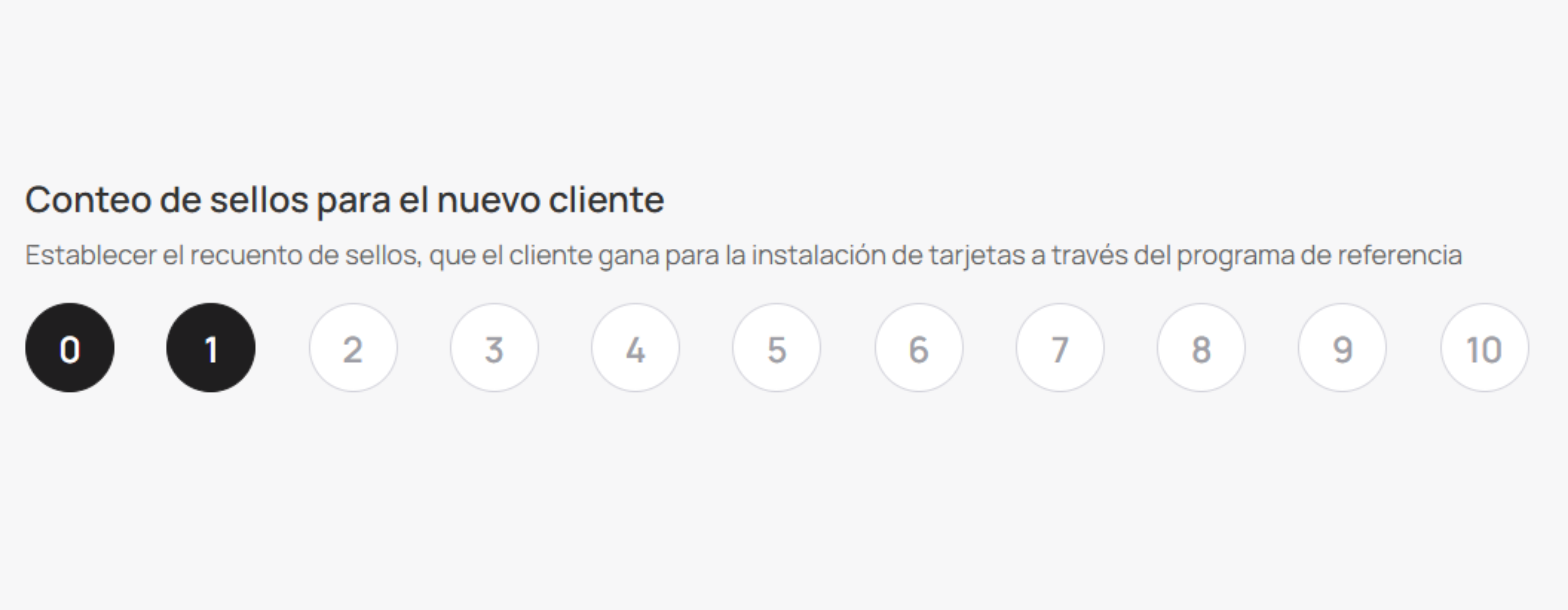 Campo de sellos para el nuevo cliente referido