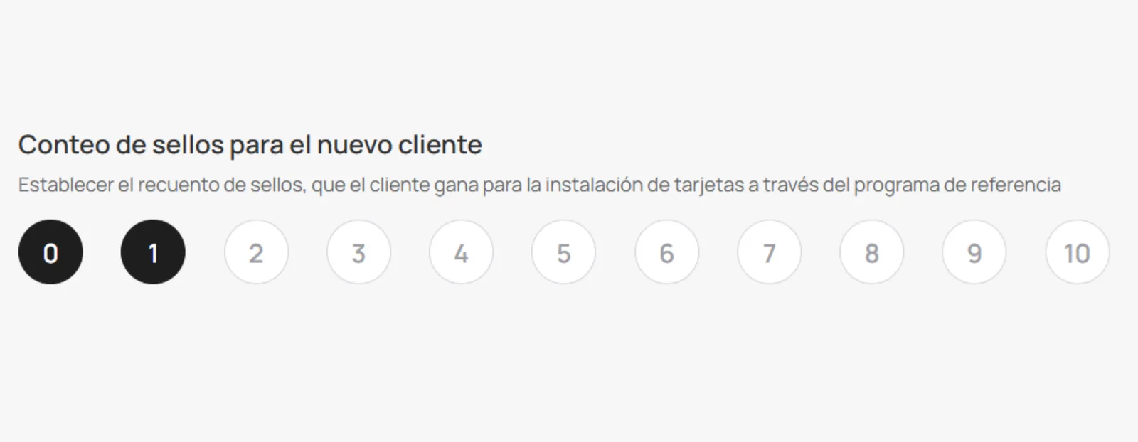 Campo de sellos para el nuevo cliente referido