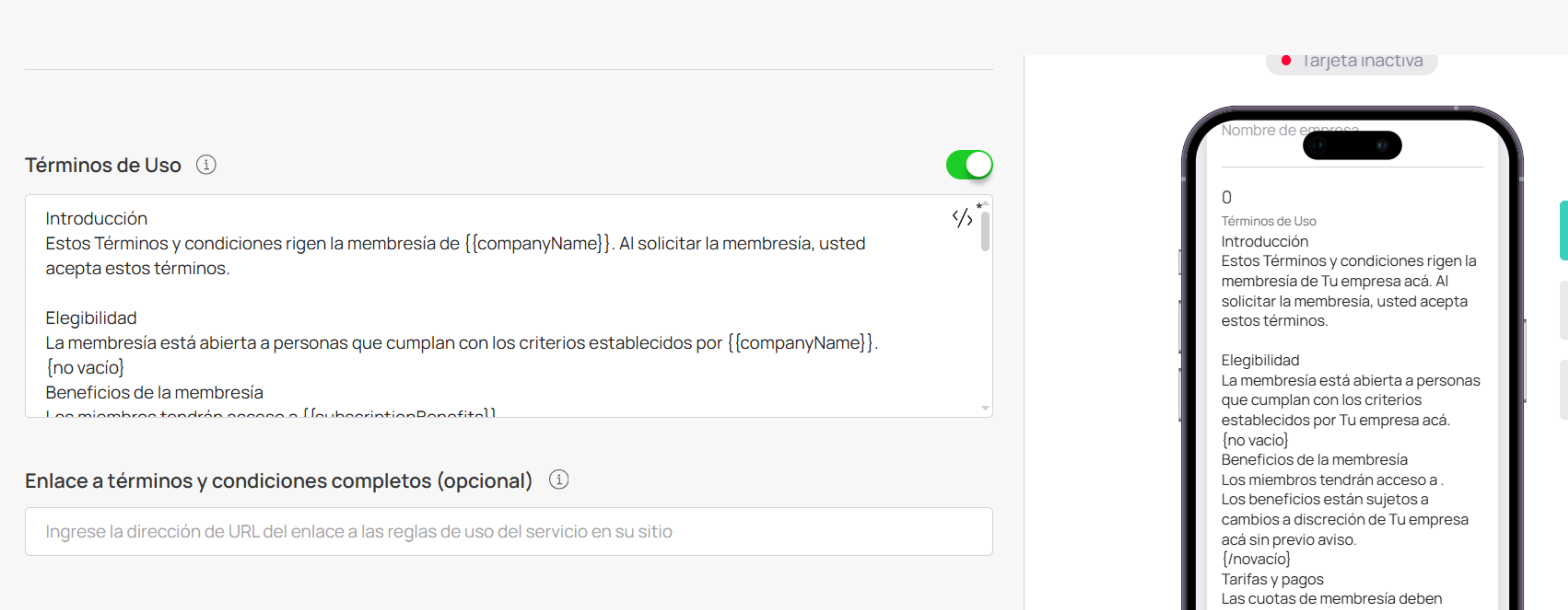 Términos de uso Membresía