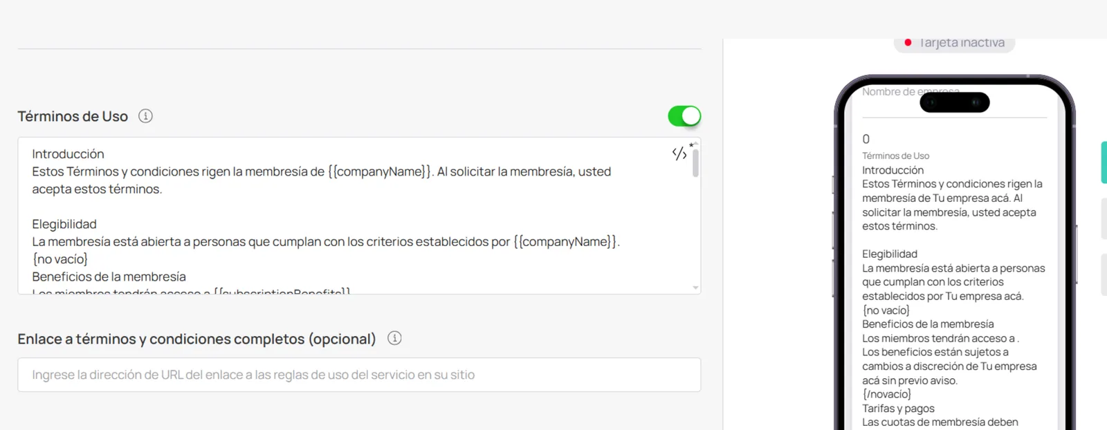 Términos de uso Membresía