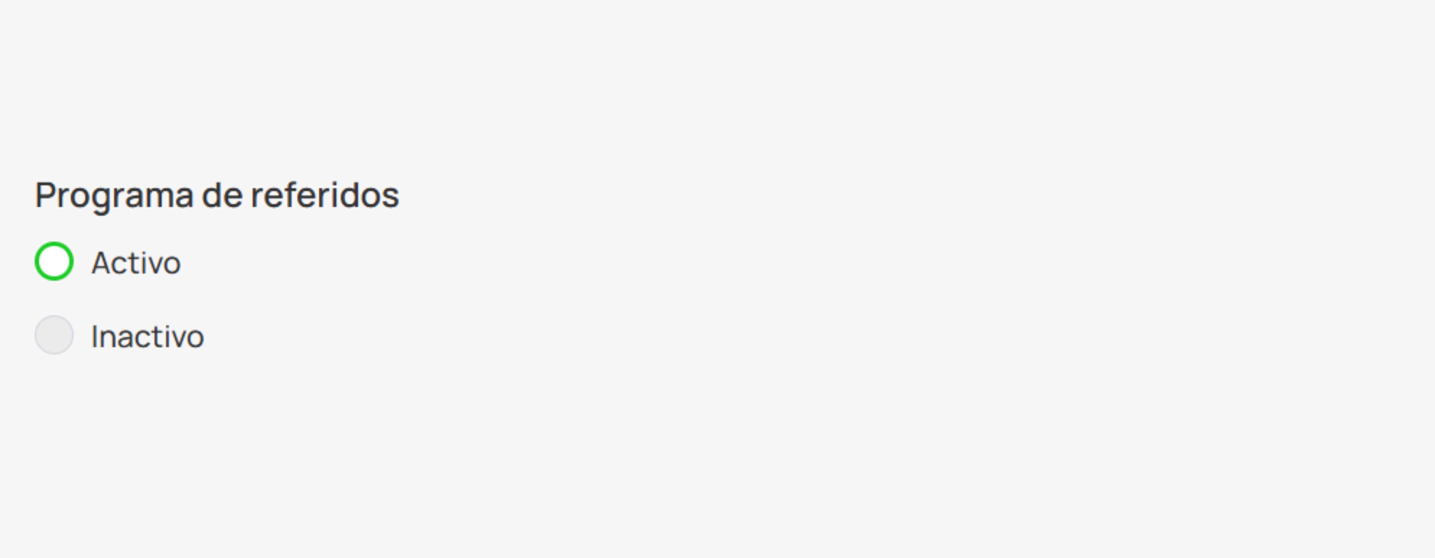 Toggle de programa de referidos