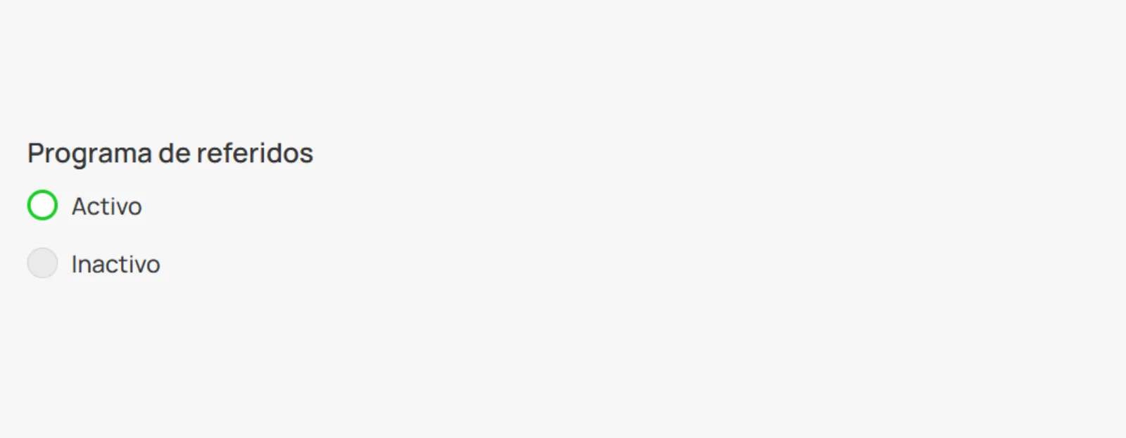 Toggle de programa de referidos