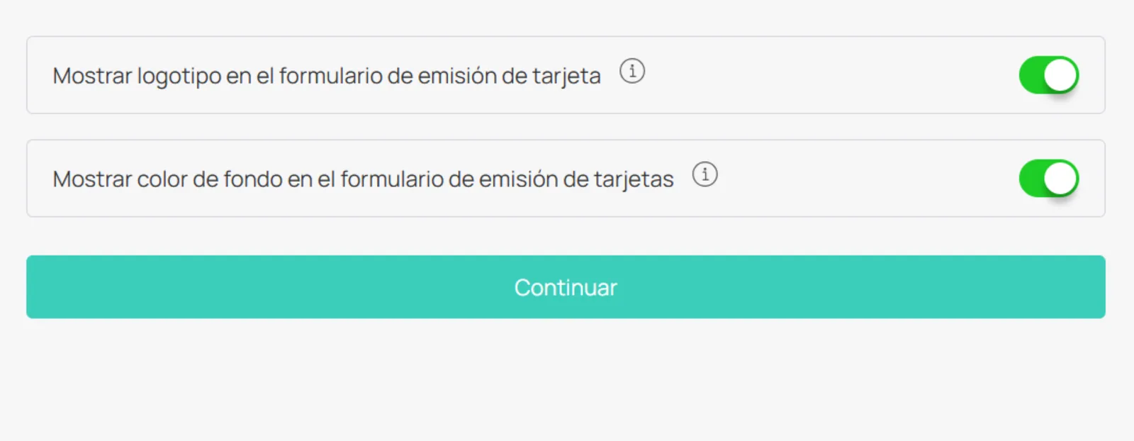 Toggles de logo y fondo en formulario