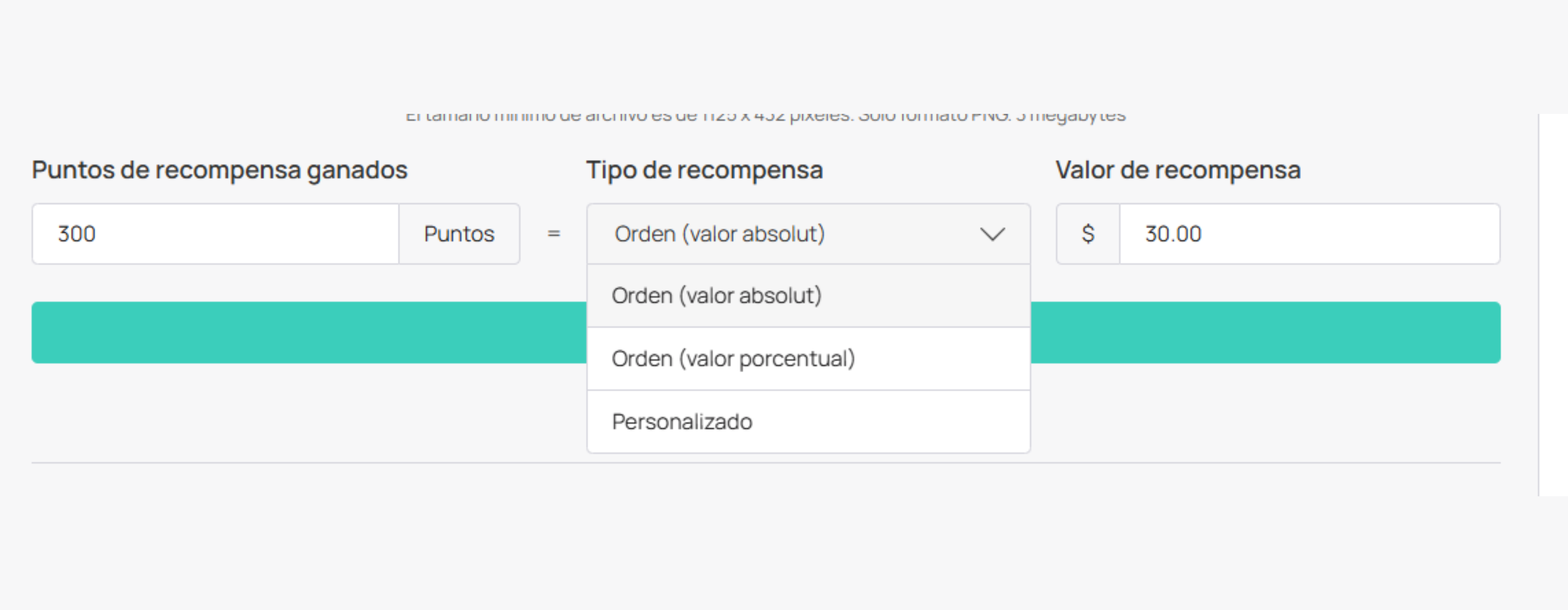 Valor de cada recompensa