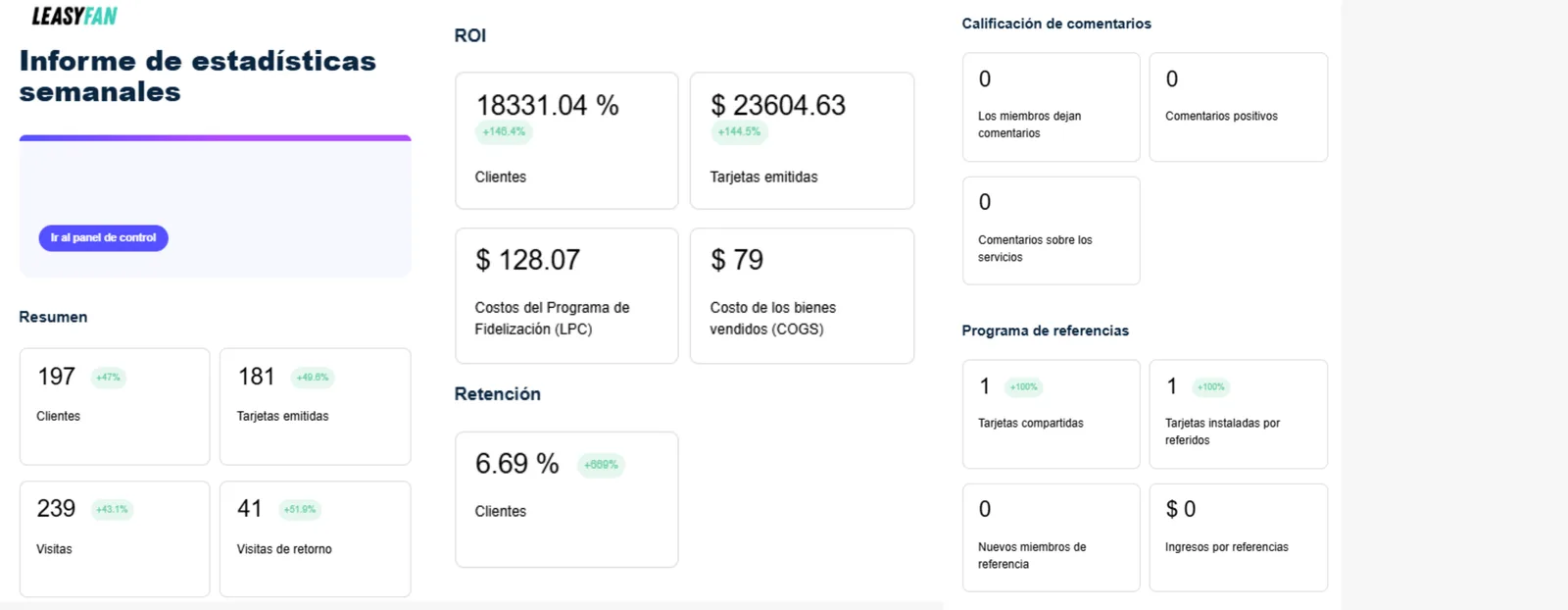 Vista previa del reporte semanal