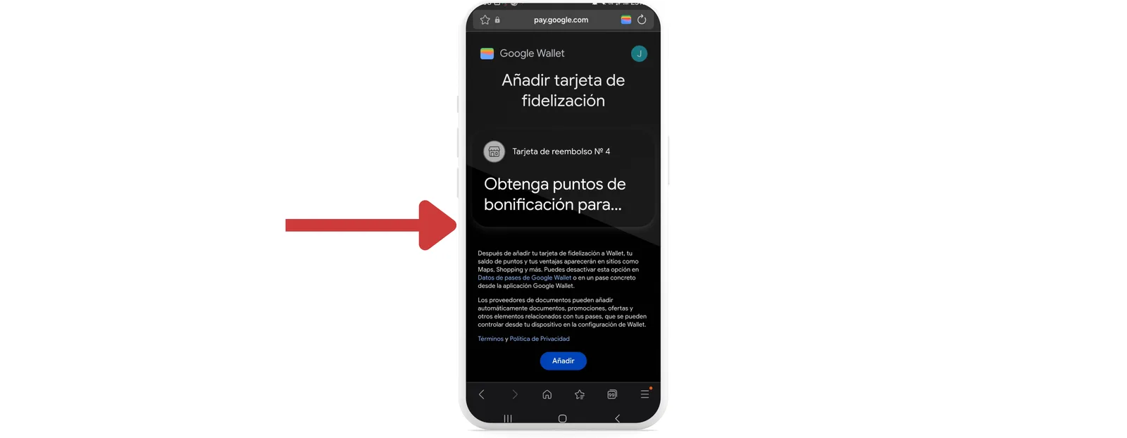 Vista previa en Google Wallet